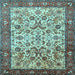 Square Machine Washable Persian Light Blue Traditional Rug, wshtr406lblu