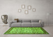 Machine Washable Persian Green Traditional Area Rugs in a Living Room,, wshtr406grn