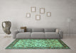 Machine Washable Persian Turquoise Traditional Area Rugs in a Living Room,, wshtr406turq