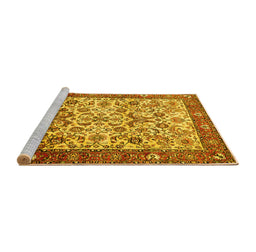 Sideview of Machine Washable Persian Yellow Traditional Rug, wshtr406yw