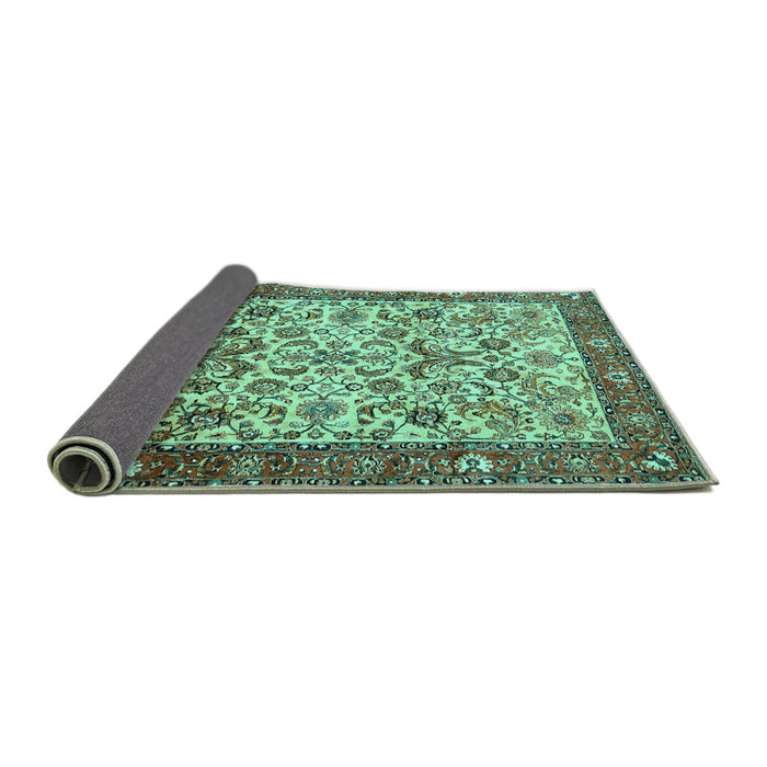 Sideview of Persian Turquoise Traditional Rug, tr406turq