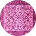 Round Machine Washable Persian Pink Traditional Rug, wshtr406pnk