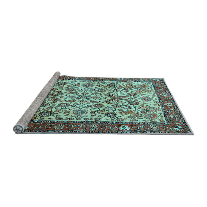 Sideview of Machine Washable Persian Light Blue Traditional Rug, wshtr406lblu
