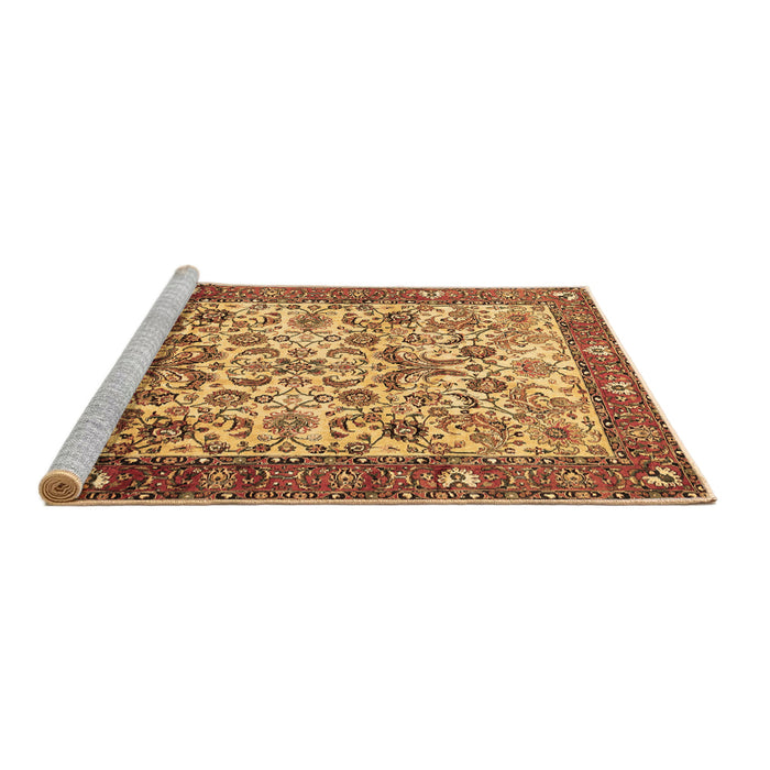 Sideview of Machine Washable Persian Brown Traditional Rug, wshtr406brn