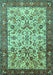 Machine Washable Persian Turquoise Traditional Area Rugs, wshtr406turq