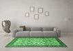 Machine Washable Persian Emerald Green Traditional Area Rugs in a Living Room,, wshtr406emgrn