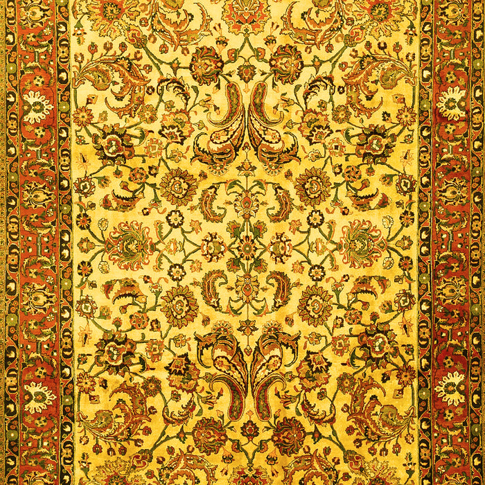 Machine Washable Persian Yellow Traditional Rug, wshtr406yw