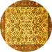Round Persian Yellow Traditional Rug, tr406yw