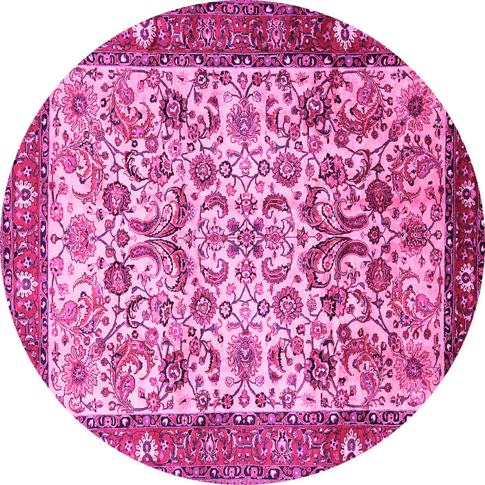 Round Persian Pink Traditional Rug, tr406pnk