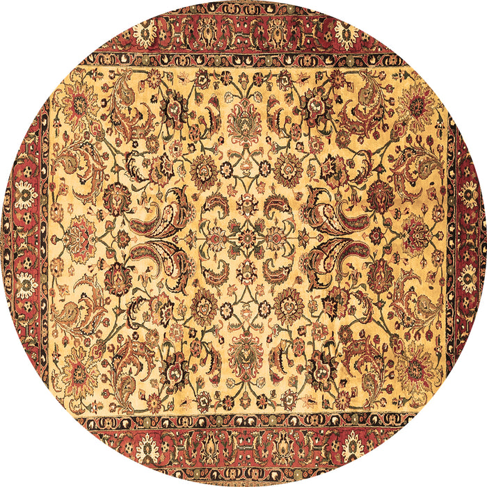 Round Machine Washable Persian Brown Traditional Rug, wshtr406brn