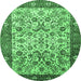 Round Persian Emerald Green Traditional Rug, tr406emgrn