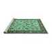 Sideview of Machine Washable Persian Turquoise Traditional Area Rugs, wshtr406turq