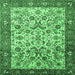 Square Machine Washable Persian Emerald Green Traditional Area Rugs, wshtr406emgrn