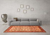 Machine Washable Persian Orange Traditional Rug, wshtr406org