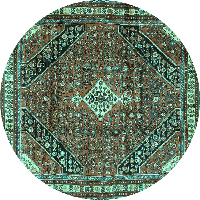 Round Persian Turquoise Traditional Rug, tr4070turq