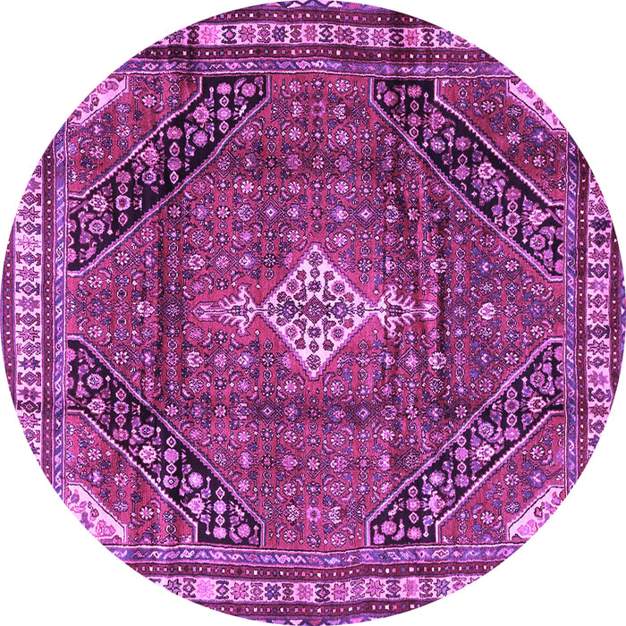 Round Machine Washable Persian Purple Traditional Area Rugs, wshtr4070pur
