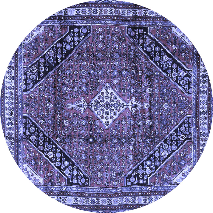Round Machine Washable Persian Blue Traditional Rug, wshtr4070blu