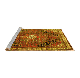 Sideview of Machine Washable Persian Yellow Traditional Rug, wshtr4070yw