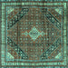 Square Machine Washable Persian Turquoise Traditional Area Rugs, wshtr4070turq