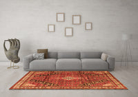 Machine Washable Persian Orange Traditional Rug, wshtr4070org