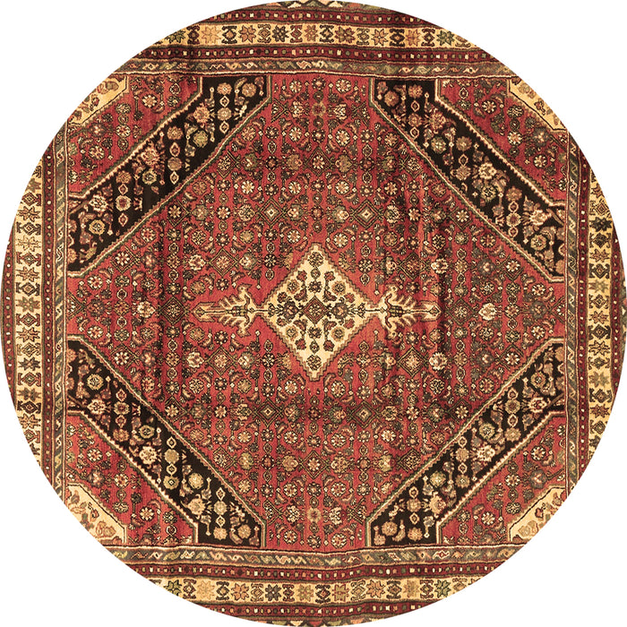Round Persian Brown Traditional Rug, tr4070brn