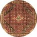 Round Persian Brown Traditional Rug, tr4070brn