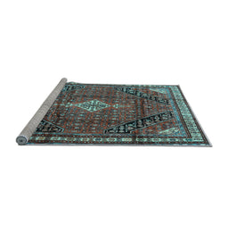 Sideview of Machine Washable Persian Light Blue Traditional Rug, wshtr4070lblu