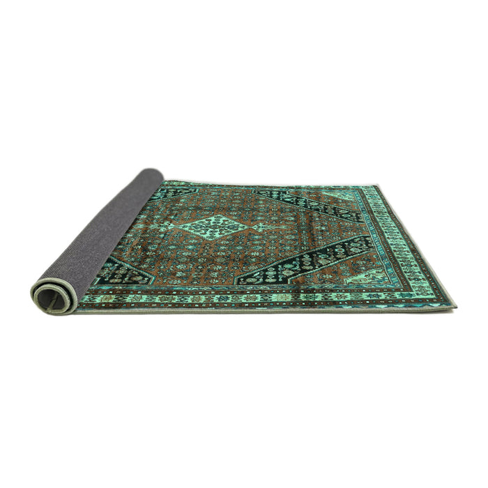 Sideview of Persian Turquoise Traditional Rug, tr4070turq