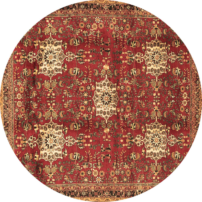 Round Machine Washable Persian Brown Traditional Rug, wshtr4071brn