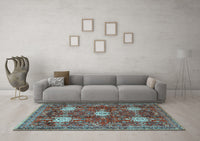 Machine Washable Persian Light Blue Traditional Rug, wshtr4071lblu