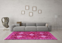 Machine Washable Persian Pink Traditional Rug, wshtr4071pnk