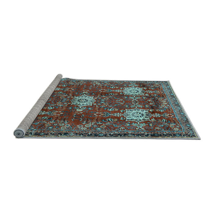 Sideview of Machine Washable Persian Light Blue Traditional Rug, wshtr4071lblu