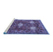 Sideview of Machine Washable Persian Blue Traditional Rug, wshtr4071blu