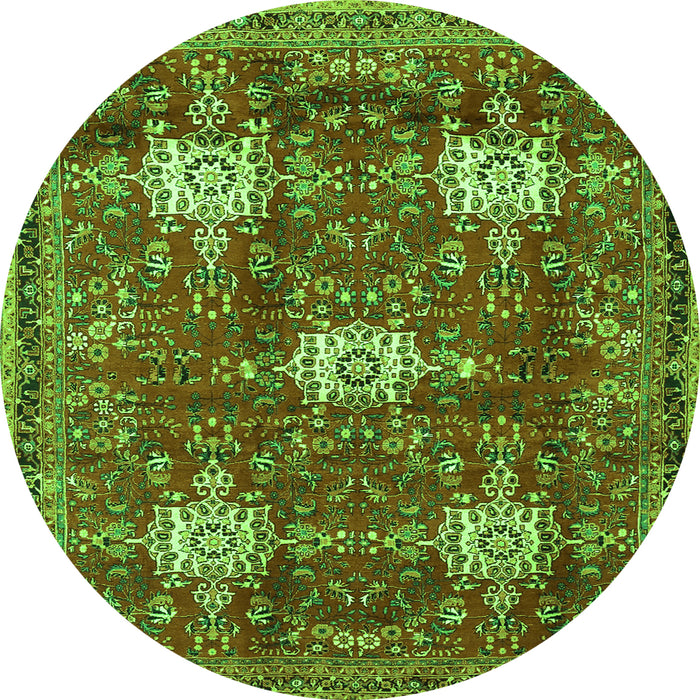 Square Persian Green Traditional Rug, tr4071grn