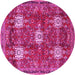 Round Persian Pink Traditional Rug, tr4071pnk