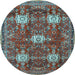 Round Persian Light Blue Traditional Rug, tr4071lblu