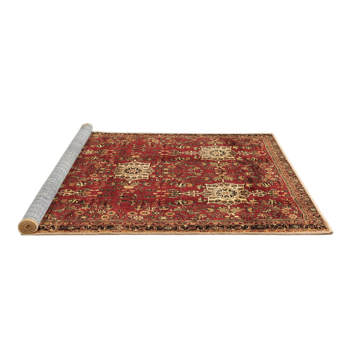 Sideview of Machine Washable Persian Brown Traditional Rug, wshtr4071brn