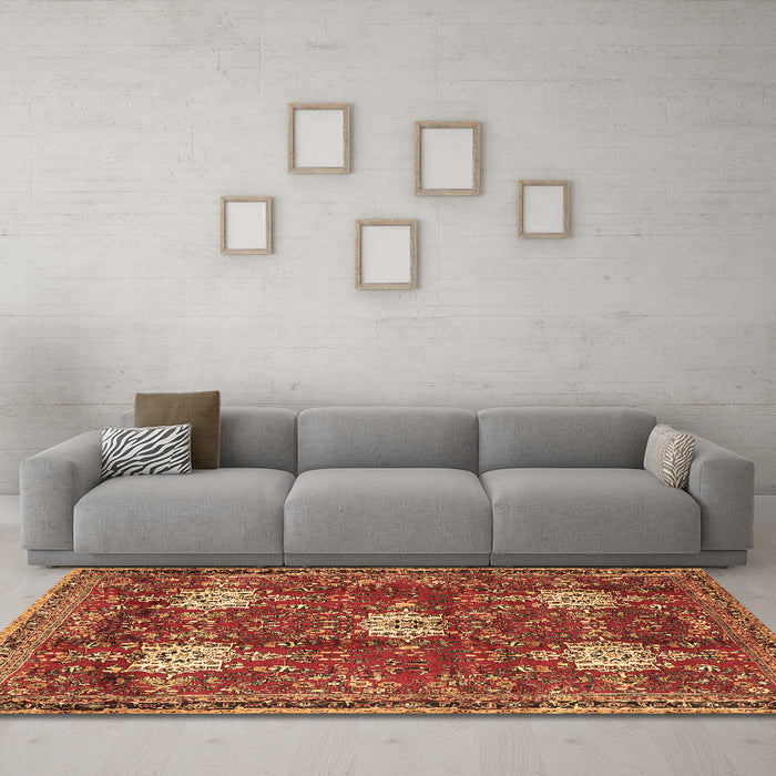 Machine Washable Persian Brown Traditional Rug in a Living Room,, wshtr4071brn