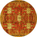 Round Persian Yellow Traditional Rug, tr4071yw