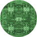 Round Persian Emerald Green Traditional Rug, tr4071emgrn