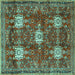 Square Machine Washable Persian Turquoise Traditional Area Rugs, wshtr4071turq