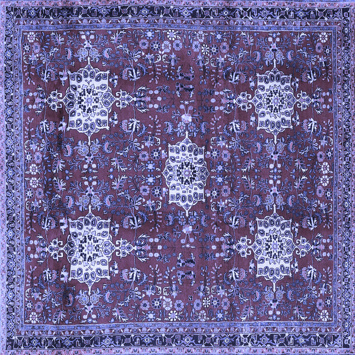 Square Machine Washable Persian Blue Traditional Rug, wshtr4071blu