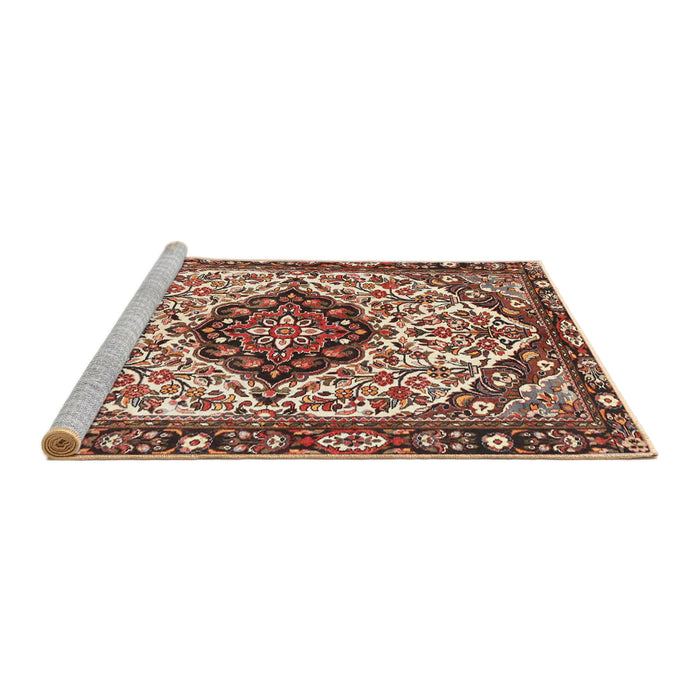 Sideview of Machine Washable Traditional Saffron Red Rug, wshtr4072
