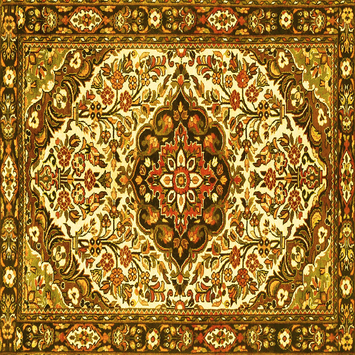 Square Machine Washable Persian Yellow Traditional Rug, wshtr4072yw