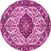 Round Machine Washable Persian Pink Traditional Rug, wshtr4072pnk