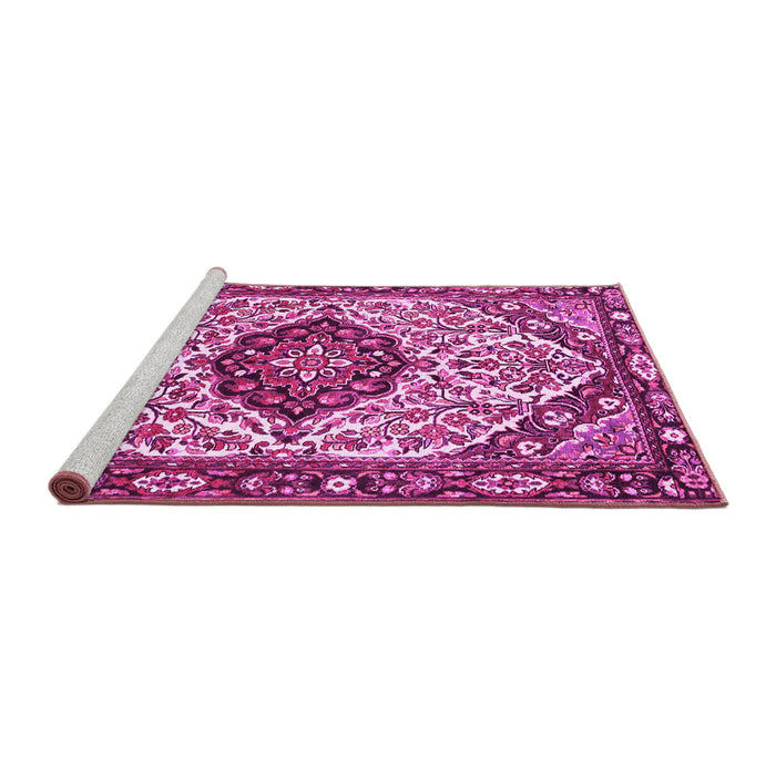 Sideview of Machine Washable Persian Pink Traditional Rug, wshtr4072pnk