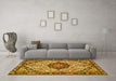 Machine Washable Persian Yellow Traditional Rug in a Living Room, wshtr4072yw