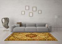 Machine Washable Persian Yellow Traditional Rug, wshtr4072yw