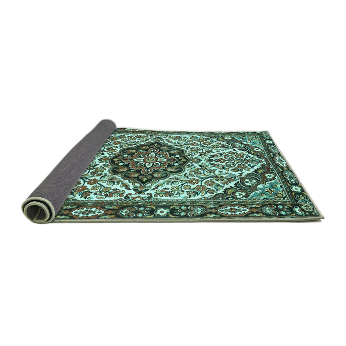 Sideview of Persian Turquoise Traditional Rug, tr4072turq