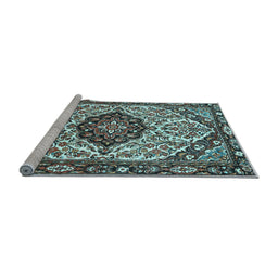 Sideview of Machine Washable Persian Light Blue Traditional Rug, wshtr4072lblu